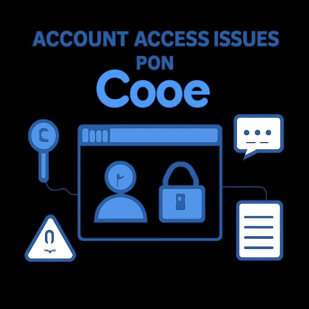 An illustration detailing account access troubleshooting steps for Cooe.