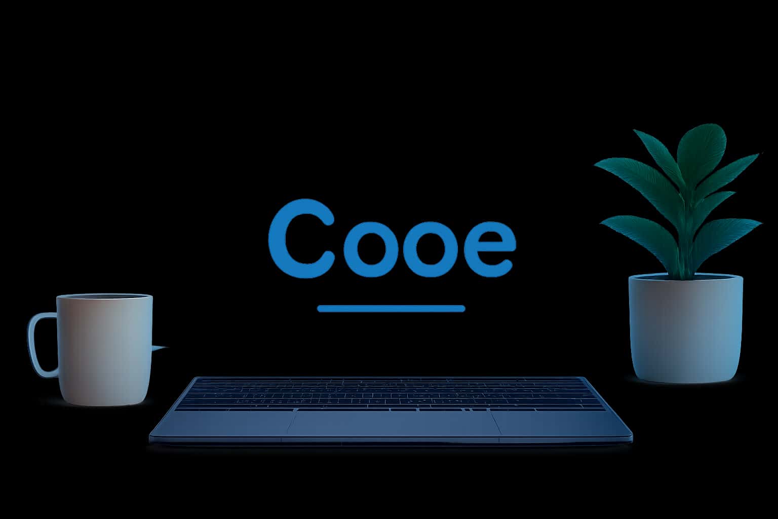 A futuristic representation of the Cooe platform, showcasing user interface elements against a blue background.
