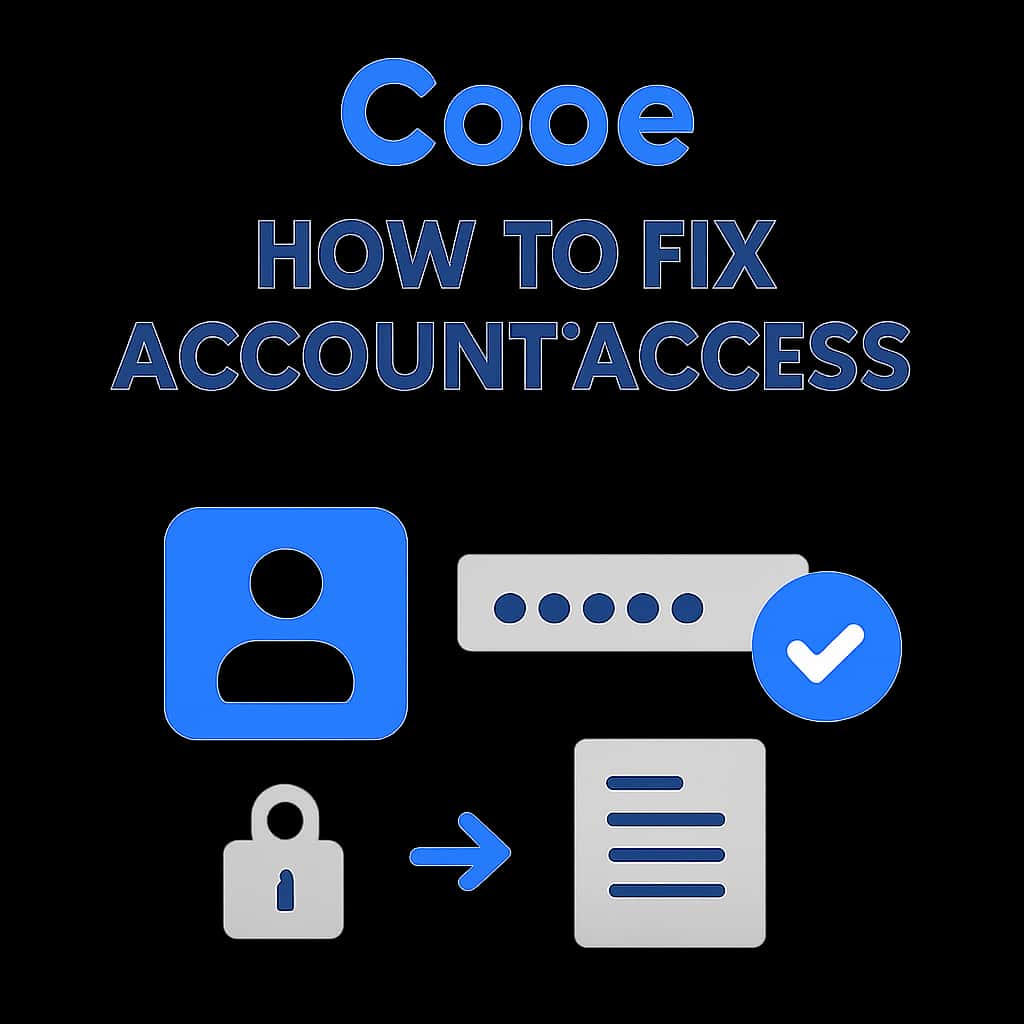 Illustration of troubleshooting steps for Cooe account access.