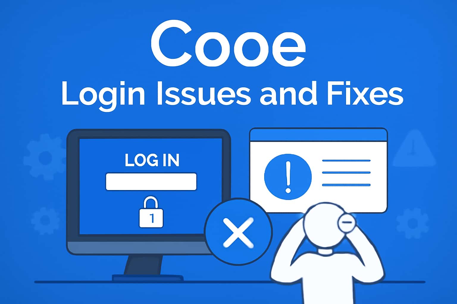 A neutral scene representing Cooe login issues, with the text 'Cooe Login Issues and Fixes' displayed.
