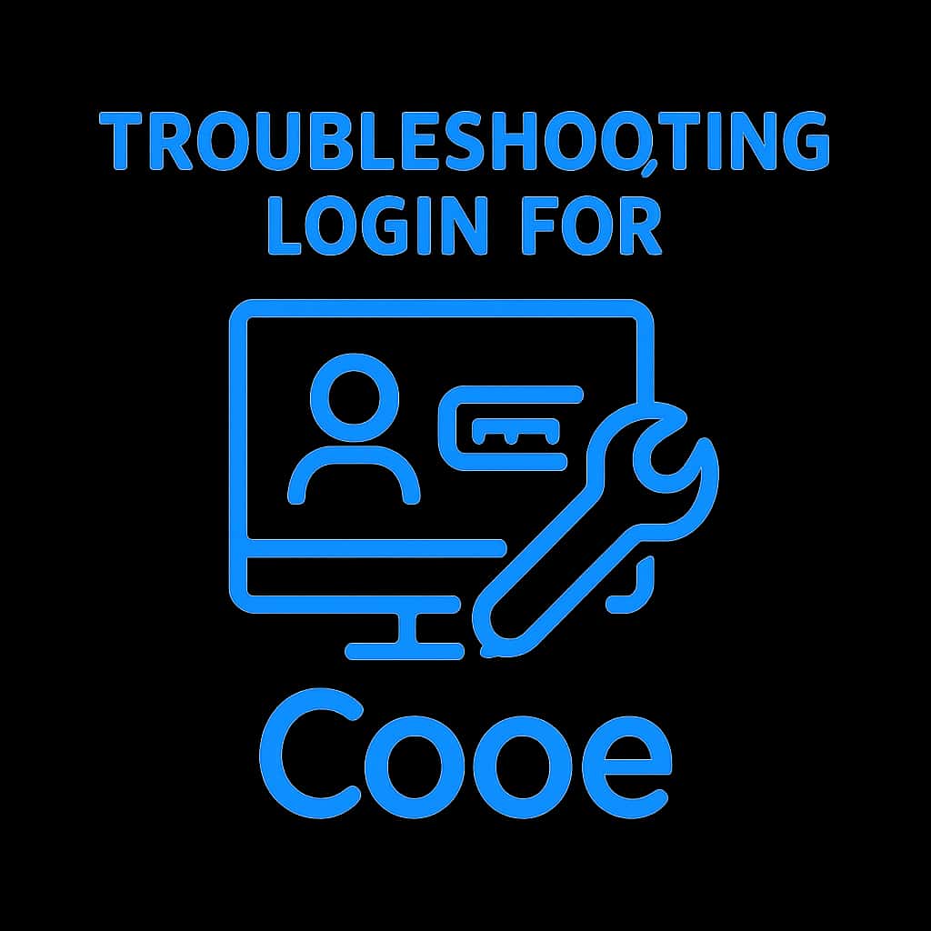 A professional badge representing login troubleshooting for Cooe.