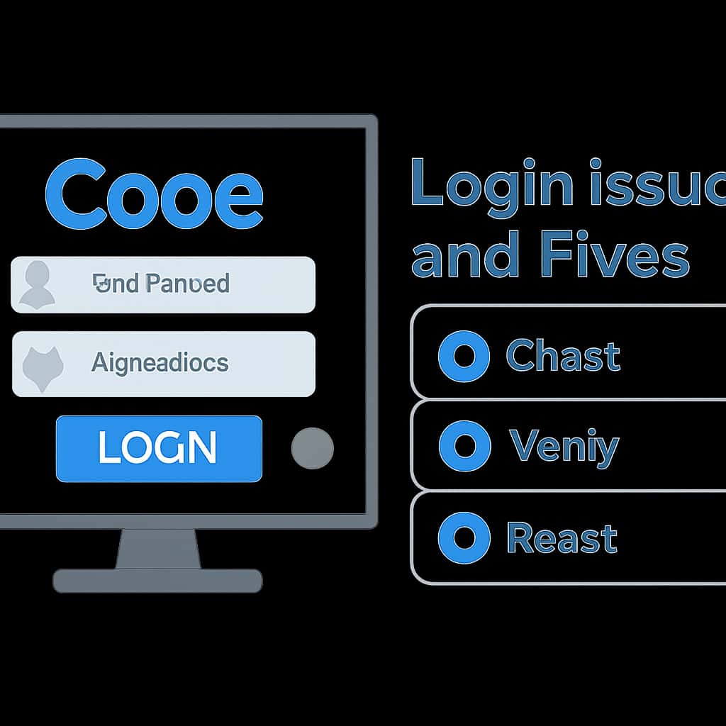 An illustration summarizing Cooe login issues with educational content.
