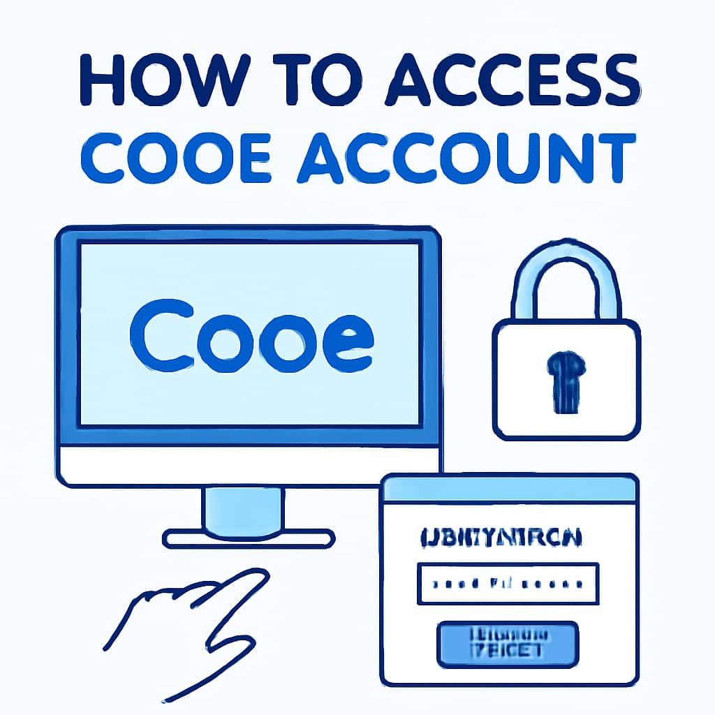 An educational diagram illustrating steps to access Cooe account.