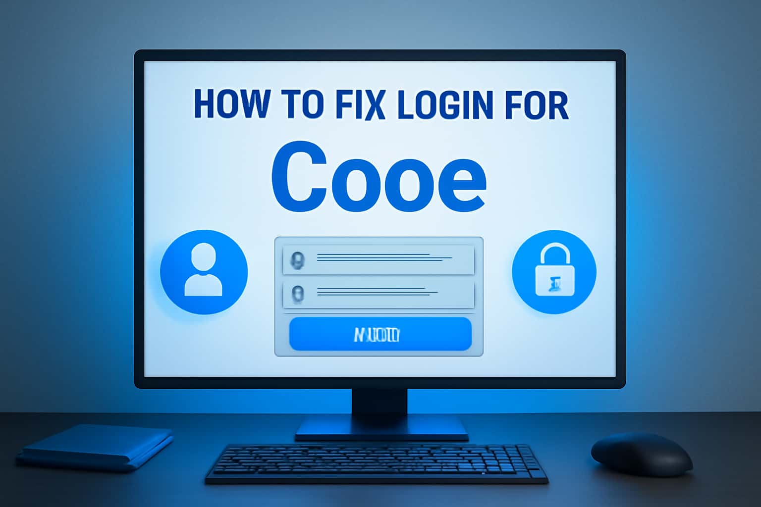 An informative scene illustrating troubleshooting steps for Cooe logins.